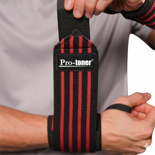 Image of Pro-toner Multipurpose Wrist Support Strap, Adjustable Weightlifting Wrist Wrap for Gym Training (BlackRed)