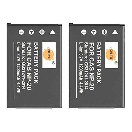 DSTE   Batería recargable de iones de litio CNP 20 compatible con cámaras Casio Exilim EX M1 EX M2 EX M20 EX S880 Exilim Zoom EX Z60 EX Z65 EX Z60BK como Casio NP 20DBA