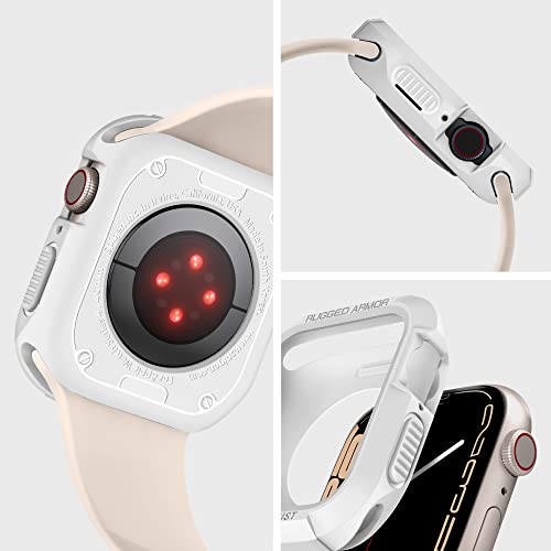 Image of Spigen Rugged Armor Designed for Apple Watch Case Series SE3 /9 /8 /SE2 /7 /6 /SE /5 /4 41mm /40mm Durable TPU Cover - White