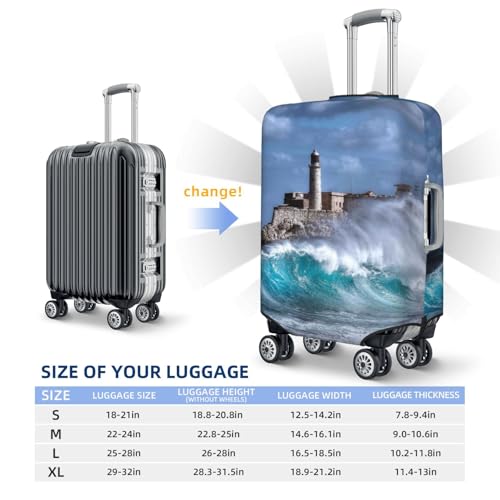 Lighthouse In Havana Print Luggage Cover For Suitcase,Washable Elastic Travel Suitcase Protector With Zipper Closure And Bottom Buckle – Fits 18-32" Luggage-X-Large4