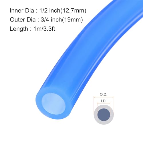 Image of 1m(3.3ft) 12.7mm(1 /2 inch) ID x 19mm(3 /4 inch) OD Silicone Tubing Blue Industrial Plastic Tubing Pure Silicone Hoses for Pump Siphoning Draining Irrigation Brewing