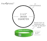 Max Petals Type 2 Diabetic Medical Alert ID Privacy Enhanced Silicone Bracelets Fun Colors 5 Pack