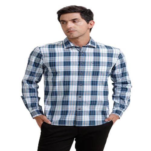 Image of BASICS 100% Cotton Checked Shirt for Men | Slim Fit | Everyday Smart Casual Wear | Full Sleeve