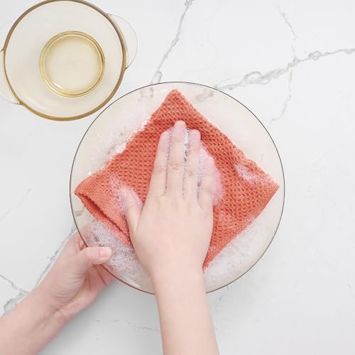 Image of Homaxy 100% Cotton Waffle Weave Kitchen Dish Cloths, Ultra Soft Absorbent Quick Drying Dish Towels, 12 x 12 Inches, 12-Pack, Coral