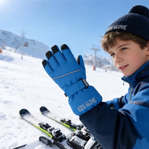Image of TRIWONDER Kids Winter Gloves Children Ski Snow Snowboard Gloves Cold Weather Mittens for Boys Girls (Royal Blue, S (4-6 Years Old))