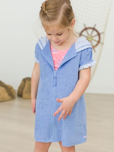 Image of RuffleButts Girls Terry Knit Full-zip Swim Cover-up - Swim Cover-Up