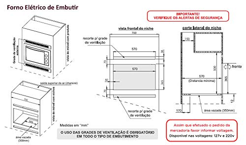 Kit Forno Elétrico Embutir 45L Cooktop 5 Bocas Preto Safanelli - 220V