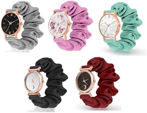 METEOROID Black Analog Dial Scrunchies Watch for Women & Girls