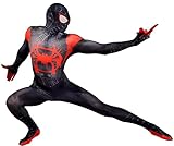 VINMEN Superhero Miles The Spider Verse Costume Unisex Adult&Kid Spandex Halloween Party Cosplay Zentai Suit (Black, Adult-L)
