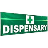 Lounsweer 10x3ft Dispensary Sign, Dispensary Open Sign, Durable Outdoor Banner with Grommets, Weatherproof, Fade-resistant, Easy to Hang for Pharmacy Business Advertising