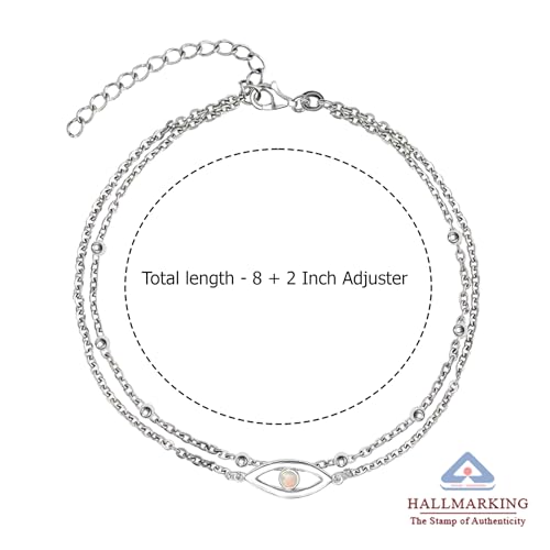 Image of TRUESILVER ACPL 925 Sterling Silver Anklets for Women | BIS Hallmarked Adjustable Chain Anklet with Charms | Beach Foot Jewelry | 1 Piece