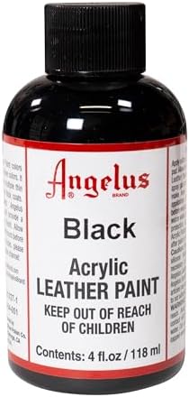 Angelus Acrylic Leather Paint for Shoes, Sneakers, Leather, Canvas, Furniture, and More - 4 fl oz, Black