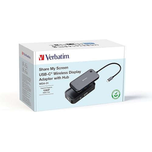 Hub inalámbrico Verbatim USB-C 1080P transmisor de vídeo inalámbrico Share My Screen 7