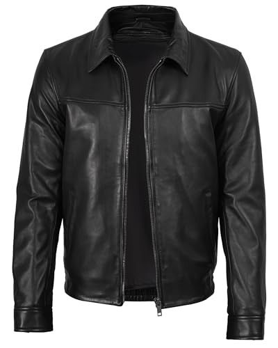 Image of Decrum Bomber Leather Jacket Men - Real Lambskin Casual Leather Jackets for Men with Zip Closure