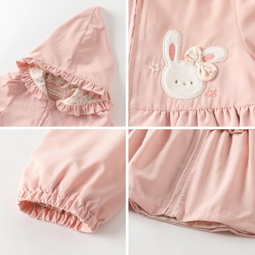 DAVE&BELLA Toddler Girls Jacket, Lightweight Hooded Windbreaker Kids Zipper Rain Jacket Cute Print Casual Outwear Coat2