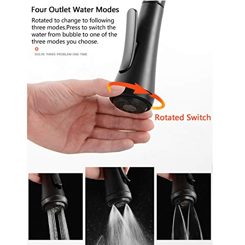 Robinet de cuisine extractible 4 modes d'eau mitigeur noir rotatif 360