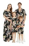 Matchable Family Hawaiian Luau Shirts, Hibiscus Black, Men, 3X-Large