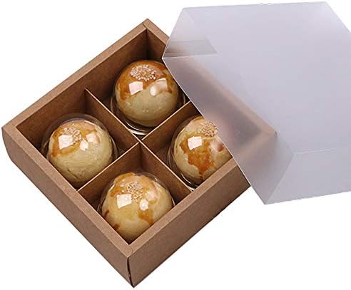 CHILLY Treats Gift Boxes, Cookies Cupcake Baking Baked Pastries Cake Biscuits Boxes Containers Carriers with Stickers and Window, Pack of 10 (4 Lattices)