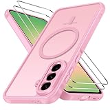 iVoler Cover Magnetica per Samsung Galaxy A56 5G con 2 Pezzi Pellicola Vetro Temperato, [Antiurto di Grado Militare] Custodia Traslucida Opaca Sottile Anti-Impronte MagSafe Case, Opaca Rosa
