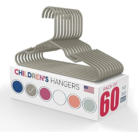 Neaties Children's Size Gray Plastic Hangers, USA Made Long Lasting Tubular Hangers, Set of 60 Cover