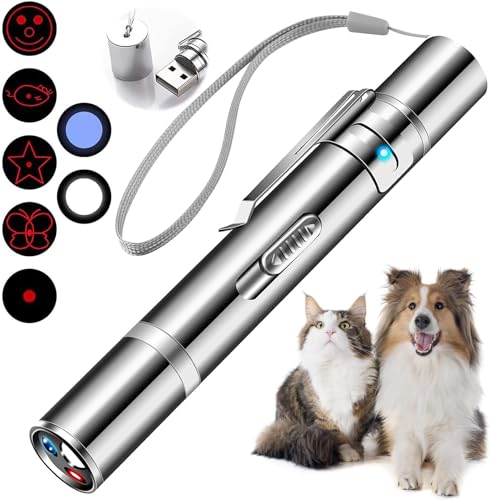 Mumoo Bear Cat Toys Laser Pointer with 5 Adjustable Patterns USB Recharge Laser Long Range and 3 Modes Training Chaser Interactive Toy Dog Laser Toy