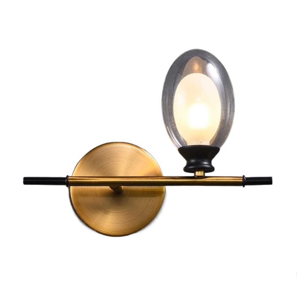 HXYSXHJUO Wall Mounted Light Nordic Glass Sconces Post Bedside Decorative Lamp Include Brushed Brass Finished Retro Fixtures For Corri(Glass)