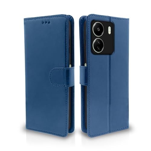 Pikkme Redmi 13C 4G | Poco C65 Flip Cover Leather Finish | Inside TPU with Card Pockets | Wallet Stand and Shock Proof | Complete Protection Flip Case (Blue)- Best and cheap mobile covers in India