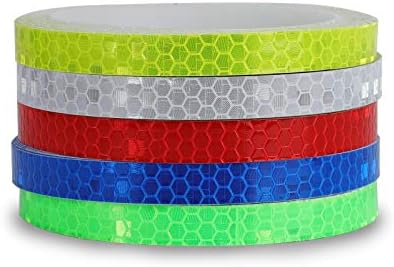 Jueapu Reflective Tapes 5 Colours Security Reflective Warning Stickers, Waterproof Outside Bicycle Rim Reflector Tape, Skinny Reflective Sticker Rolls for Bikes, Bicycles, Bike Ornament.