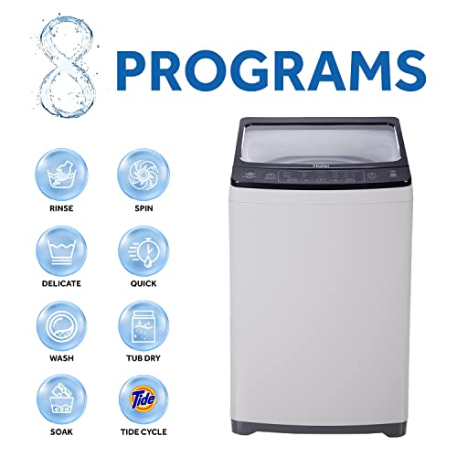 Image of Haier HWM70-826NZP 7 Kg Fully-Automatic Top Loading Washing Machine with Softfall Technology, Dual Magic Filter (Moonlight Grey, Quick Wash)