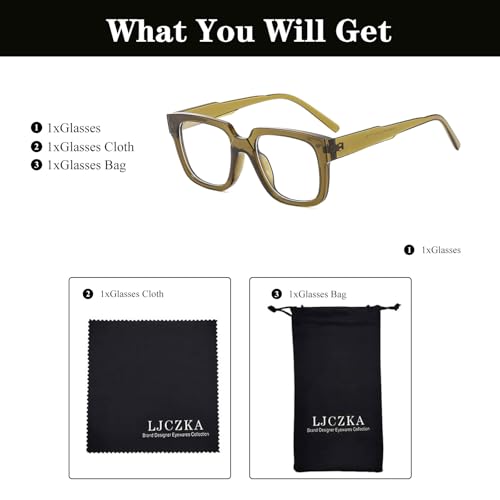 Image of LJCZKA Blue Light Blocking Glasses for Women Men Retro Square Frame Eyeglasses Anti Eyestrain Eyewear Computer Glasses