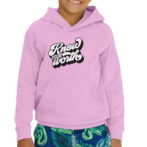 Sweat à capuche enfant Know Your Worth message bien-être - 2