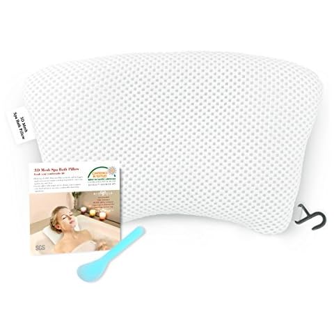 Wasan Neck Pillow for Bathtub SPA, 4 Strong Suction Cups Spa Pillow Anti Bacterial Cushion, Home Spa Non Slip Relaxing Support, Fits for Hot Tub, Jacuzzi Cover