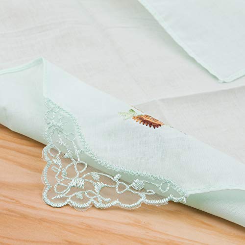 HOULIFE - Fazzoletti da donna, in cotone, pizzo