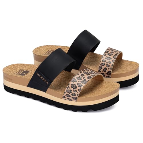 Image of RockDove Women's Isla Lift Platform Slide Sandals with Cushioned Arch Support and Soft Dual Straps