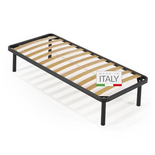 NUVOLA Atena - Rete Letto Singolo 80x200 con Doghe in Legno, Rete Singola Ortopedica con Struttura in Ferro e Piedi Smontabili, Durevole e Robusta - Ideale Per Tutti i Tipi di Materassi, Made in Italy