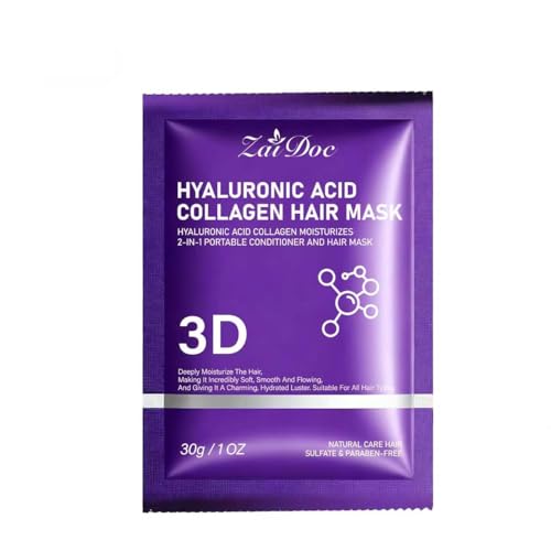 ZAIDOC 1 Pack Portable Conditioner Hair Mask 2-in-1 Hyaluronic Acid & Collagen Moisturizes with Coconut & Argan Oil Deep Conditioning Treatment for Dry Damaged Hair Travel-Size Hair Care 1oz