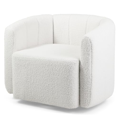 COMFORT DI LUSSO CON UNA SEDUTA SPAZIOSA E MORBIDA: La poltroncina da camera girevole è dotata di una seduta spaziosa di 59 x 58 cm che ti invita a rilassarti nel comfort di lusso. Grazie alla combinazione di spugna ad alta densità e molle ad alta elasticità, la tua esperienza seduta sarà ulteriormente migliorata per un comfort ottimale