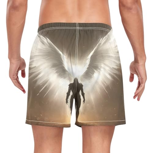 Archangel Wing Cool Mens Swim Trunks with Liner, Cool Quick Dry Beach Swim Shorts, Swimwear Bathing Suits S2