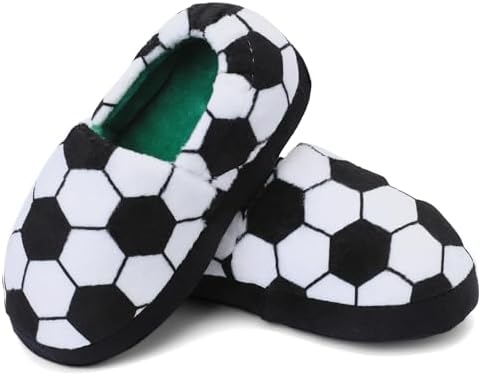 festooning Toddler Boys Girls Football Slippers Soft Fuzzy Slip-Ons Little Kid Warm Indoor House Slipper Shoes