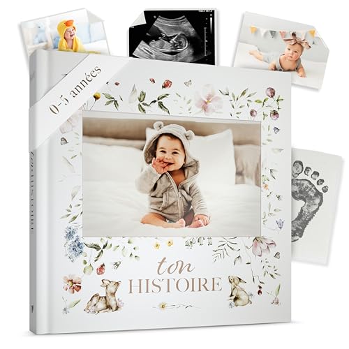 Livre de Naissance - Album Photos et Naissance - Cadeau Naissance 132 Pages et Album Photo Scrapbooking – Livre Naissance Bébé Garçons et Filles – Photos de 10 x...