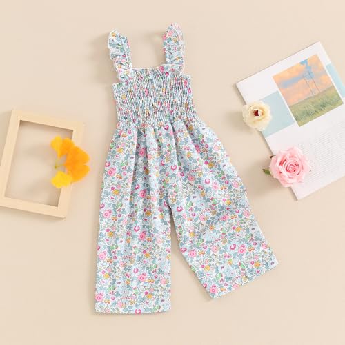 Toddler Girl Wide Leg Romper Baby Floral One Piece Newborn Pants Jumpsuit Flare Pants Overalls Summer Playsuit3