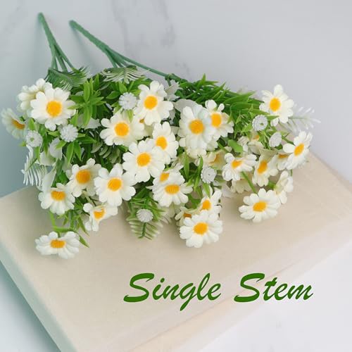 Image of Art Street Artificial White Flowers Bunch |Daisy Flowers for Home | Living Room, Decor |Christmas Day, New Year, 7 Head 20 Flowers| Pack of 2|Size 11 INCH, (Without Vase)