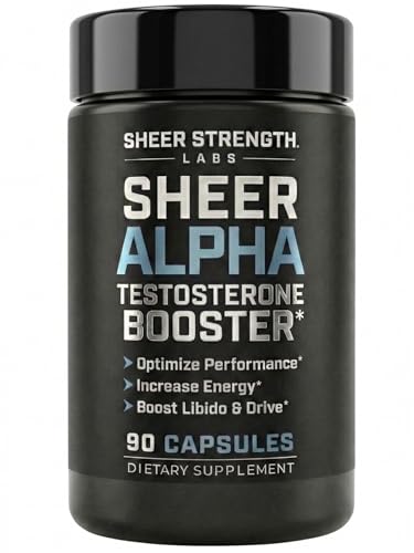 Testosterone Booster for Men - Sheer Alpha T-Booster - Clinically Backed Dose, Strongest Formula - Made in USA - Premium Blend of Fadogia Agrestis Tongkat Ali and Shilajit. 30 Servings
