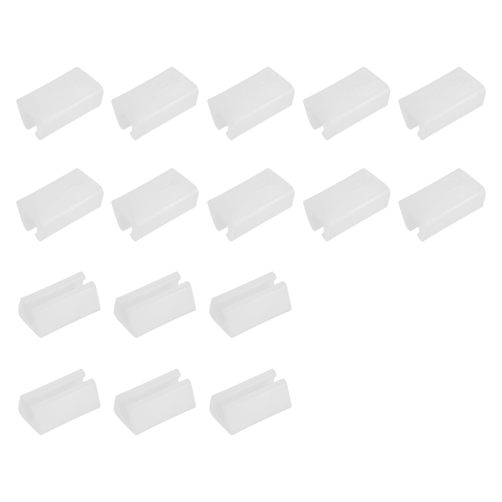 sourcing map 16 Pcs Rectangle U Shaped Chair Leg Cover, Fit 7-8mm Dia Tubular Chair Legs, Non-Slip No Noise Floor Protectors, Plastic Furniture Feet Tubing Caps, White