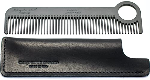 Peine de fibra de carbono con funda de piel negra miniatura 1