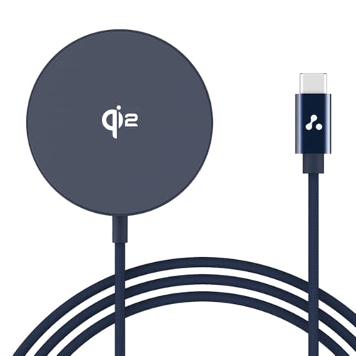 Ambrane 25W Qi2.2 Magsafe Wireless Charger, Fastest Wireless Charging - Charge 50% in 30 mins, New Qi2.2 Certified Technology, iPhone 12 to 17 All Models & Android Wireless Devices (AerosynQ 2, Blue)
