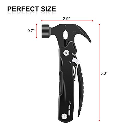 Multitool, Camping Accessories Pocket Survival Gear and Equipment 12-in-1 Hammer Multi Tools with Pocket Gadget Blade Bottle Opener Pliers Screwdriver Wire Cutters, Stainless Steel. - Thumbnail 7