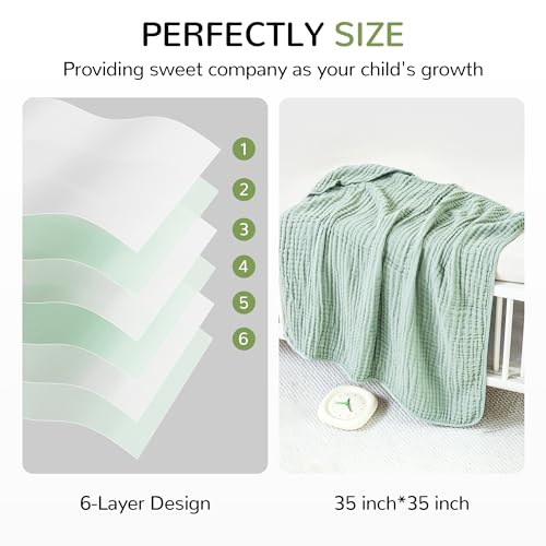 Image of Momsnug 3-Pack Muslin Hooded Baby Towels, Green + Grey + Blue, 35 inch X 35 inch | 100% Cotton, Ultra-Soft & Highly Absorbent ,Quick-Dry for Delicate Skin, For Babies, Toddler and Newborn