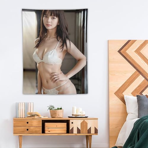 多部未華子女優の魅力と気質のタペストリー ポスター 壁画 アート作品 (60X50 Inch） 152x130cm [4]