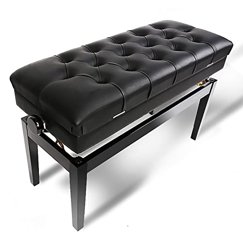 DJVHSRI Piano Stool Height Adjustable Piano Bench with Inner Solid Flip-Top Extra Music Storage,Deluxe Keyboard Stool for Home Professional,Black Beautiful Scenery,